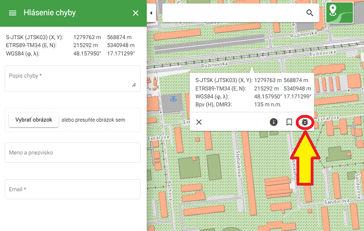 MAPKA - Hlásenie chyby