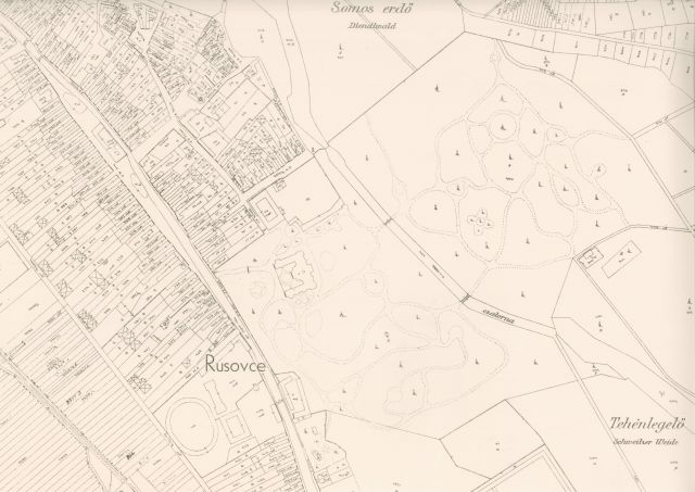 Odtlačok katastrálnej mapy Rusovce, 1950