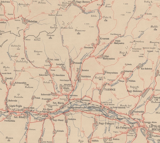 Vzdialenostná mapa Uhorska 1900