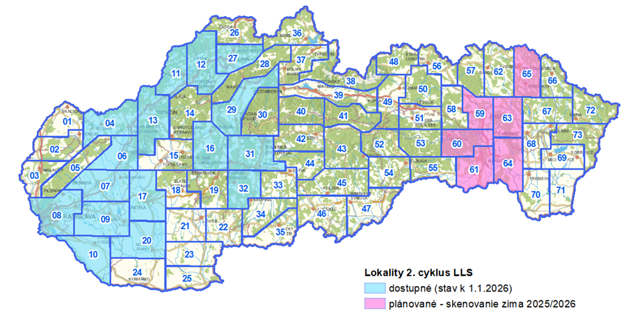 Prehľad dostupných lokalít z 2 cyklu LLS