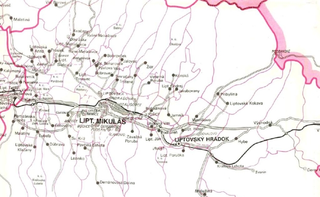 Ukážka Mapy krajov SR 1 : 200 000, redukovaná verzia