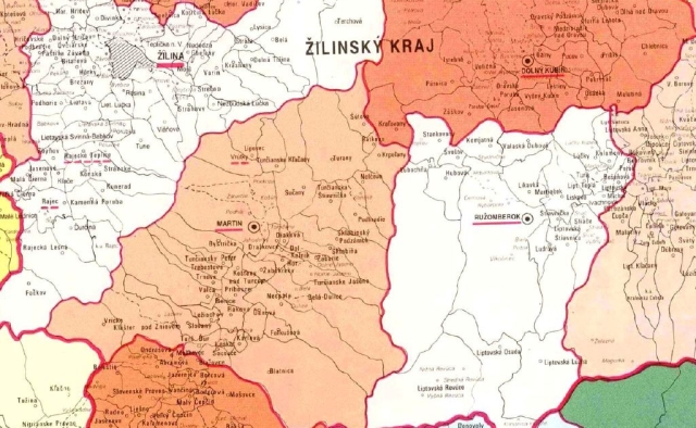 Ukážka Mapy územného a správneho usporiadania SR 1 : 400 000