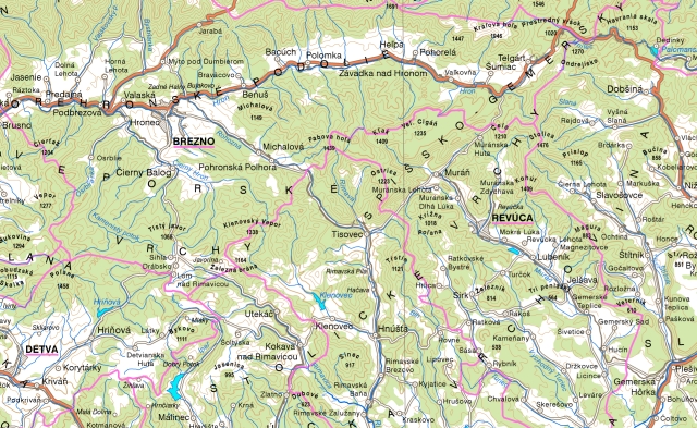 Ukážka Základnej mapy Slovenskej republiky 1 : 1 000 000 Ukážka Základnej mapy Slovenskej republiky 1 : 1 000 000